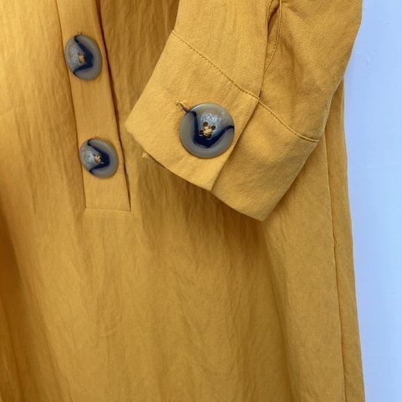 Lily Black Mustard Tunic Blouse Dress Oversized Buttons Women’s Size Small - Picture 8 of 13